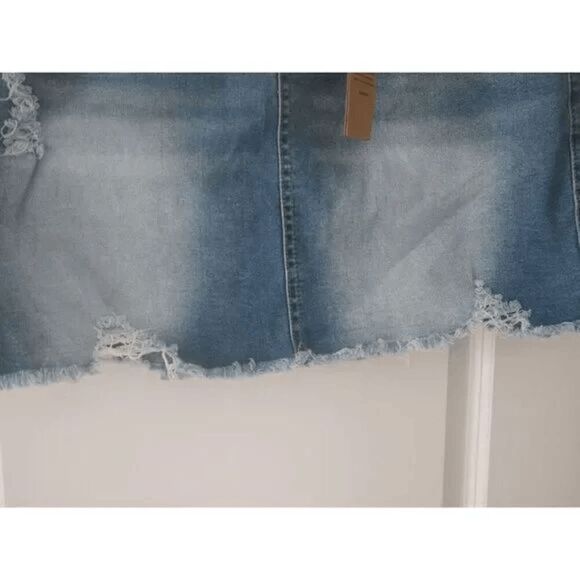 Blue Turtle Women's Medium Blue Booty Maker Asymmetrical Denim Mini Skirt M - Picture 4 of 8